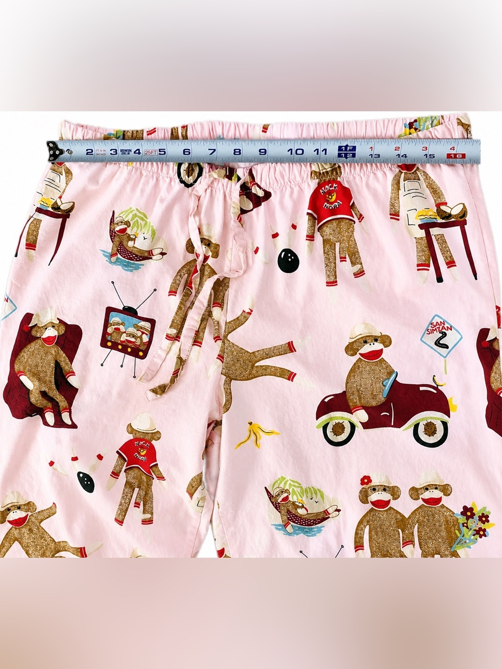 Nick & Nora Pink Women’s Sock Monkey Pajama Set L - Picture 10 of 13